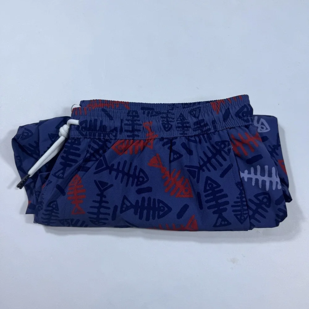 Maamgic Swim Trunks Mens XL Blue 5.5" Tropical Compression Liner Fish bones - Picture 8 of 9